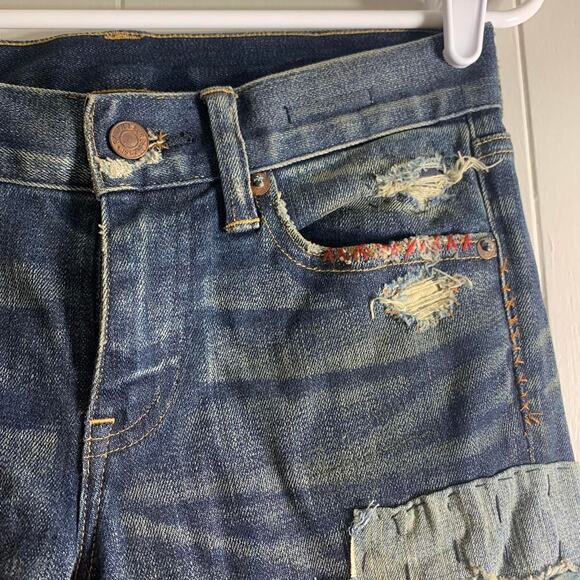 vintage 2000s POLO RALPH LAUREN TOMPKINS SKINNY distressed denim jeans bottom 26 - Picture 5 of 8